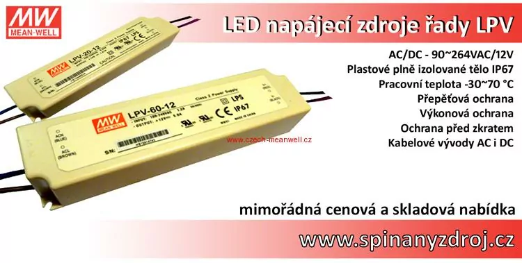 Mean Well LPV-60-12 Napájecí zdroj pro LED 60W 12V