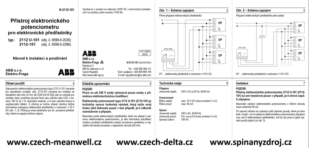Otočný stmívač ABB 2112 U-101, 1-10V