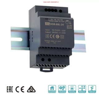 Mean Well DDR-60L-5 Měnič DC/DC na DIN lištu